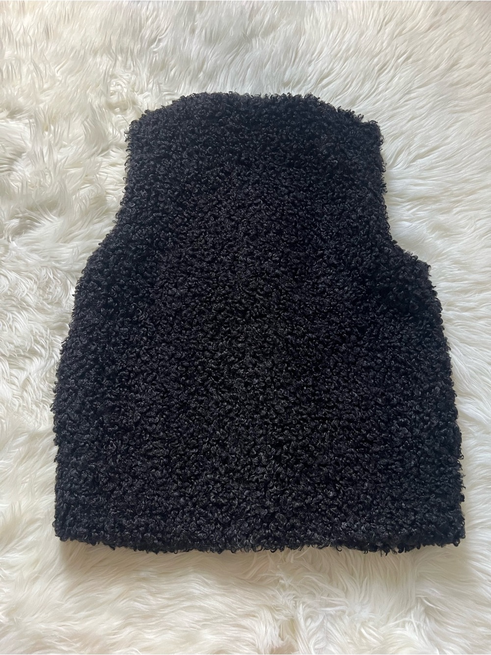 Blank NYC Womens Black Curly Faux-Sherpa Button Vest - Picture 7 of 9